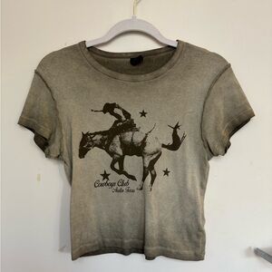 Army green urban outfitters cowboy crop top